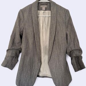 H&M Open front Grey blazer with 3/4 sleeves #greyblazer